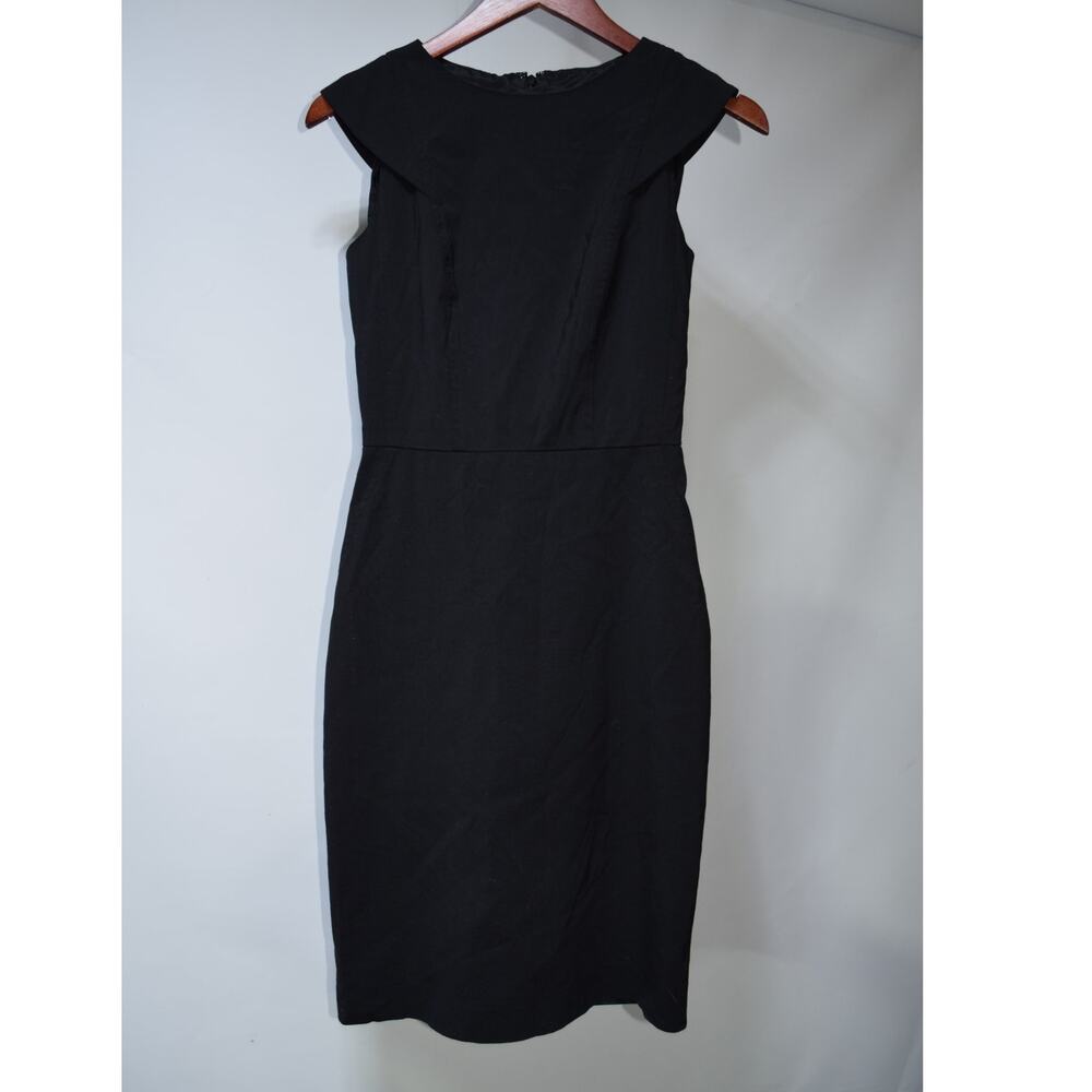 J.Crew 365 Women’s Size 0 Black Wool Sheath Dress Structured Collar Career